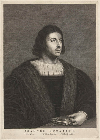 Portrait of Giovanni Boccacio, Cornelis van Dalen (II), 1648 - 1664 Canvas Print