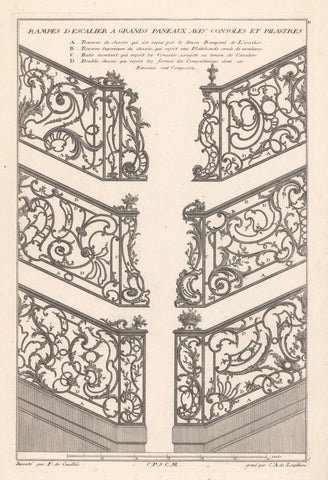 Six stair gates, Carl Albert von Lespilliez, 1745 Canvas Print