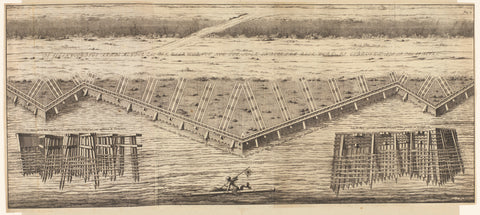 Map of the seawall east of Muiden, c. 1702, anonymous, 1702 Canvas Print