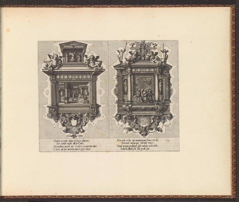 Two epitaphs, the llinker with Annunciation, Johannes or Lucas van Doetechum, 1563 Canvas Print