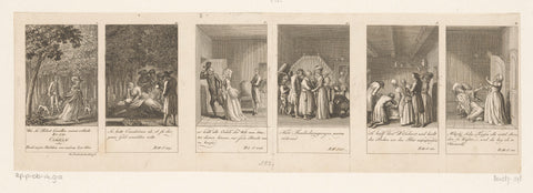 Six performances from Camille, Daniel Nikolaus Chodowiecki, 1787 Canvas Print