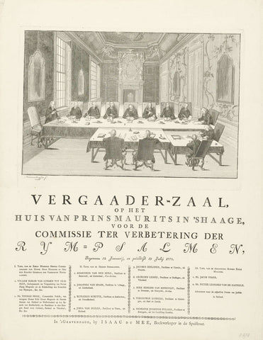 Meeting of the Commission for the Improvement of der Rijmpsalmen, 1773, Hendrik Nieuwenhuysen, 1773 Canvas Print