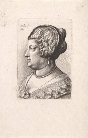 Portrait of a woman with a headband, Wenceslaus Hollar, 1648 Canvas Print