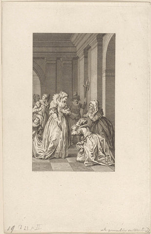 Montigny's wife and mother beg Anna of Austria for intercession with Philip II, 1570, Reinier Vinkeles (I), 1790 Canvas Print