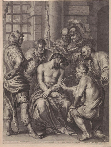 Mockery and enthroning of Christ, anonymous, 1630 - 1654 Canvas Print