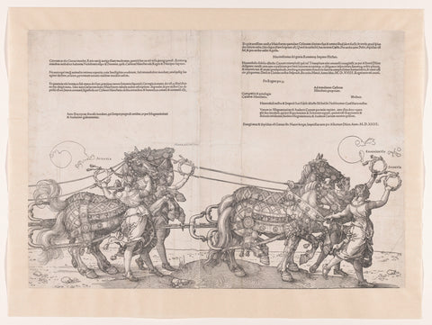 Fifth and sixth team of horses with allegories, Albrecht Dürer, 1523 Canvas Print