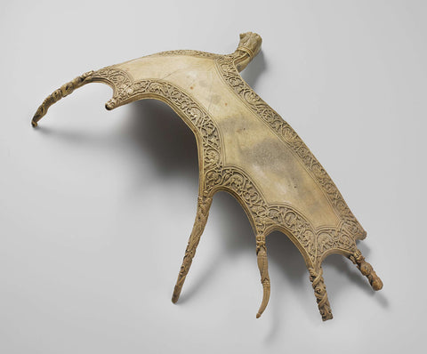 Ornamental shield made from an elk’s antler, anonymous, c. 1000 - c. 1199 Canvas Print