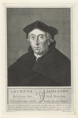 Portret van Laurens Jansz. Coster, Jacob Houbraken, 1764 Canvas Print