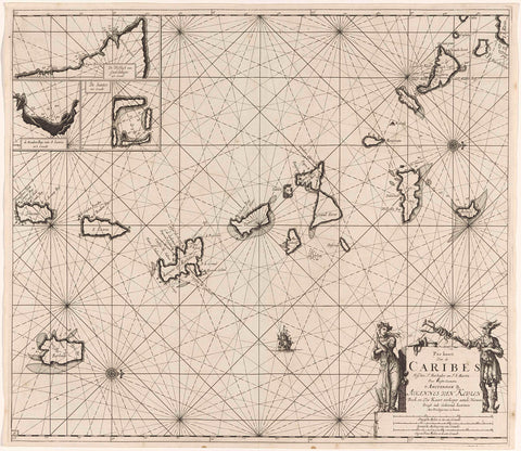 Pass map of part of the Windward Islands, with Barbados, Jan Luyken, 1684 - 1799 Canvas Print