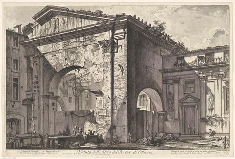 Porticus of Octavia in Rome, Giovanni Battista Piranesi, 1748 - 1778 Canvas Print