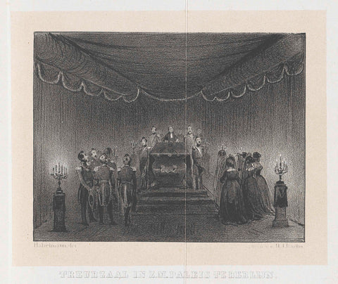 Mourning room with coffin of King William I in Berlin, 1843, Paul Sigmund Habelmann, 1844 Canvas Print