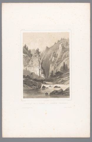 View of a bridge over a rock gorge in Telemark, Louis-Julien Jacottet, 1851 Canvas Print