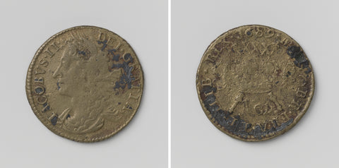 Emergency coin of half a crown of siege James II, King of England, emergency coin from November 1689, anonymous, 1689 Canvas Print