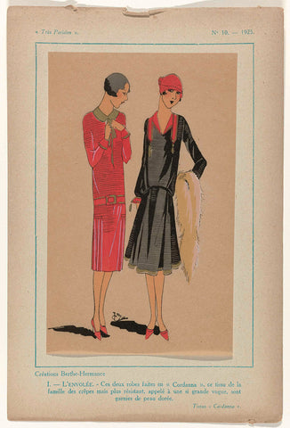 Très Parisien, 1925, No. 10, Pl. 1: Créations Berthe Hermance - L'ENVOLÉE, G-P. Joumard, 1925 Canvas Print