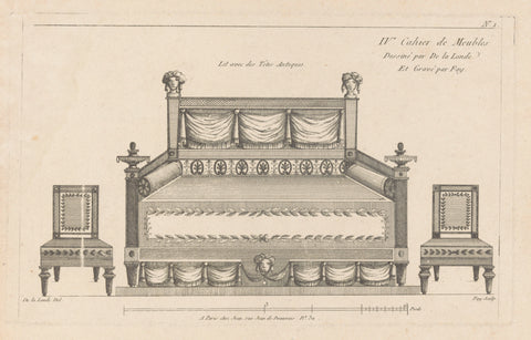 Bed and chairs, Jean Baptiste Fay, 1784 - 1796 Canvas Print