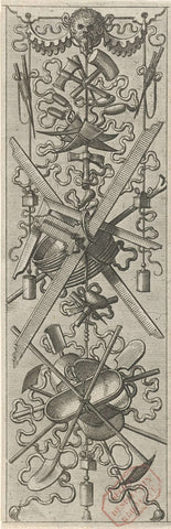 Trofee met metselaarsgereedschap, Johannes of Lucas van Doetechum, 1572 Canvas Print