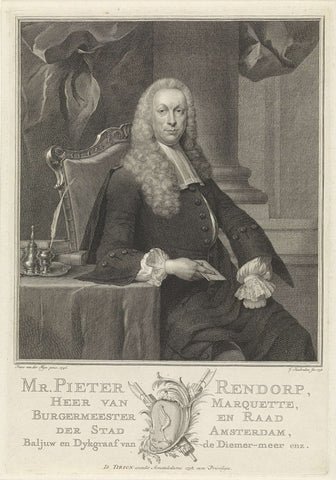 Portret van Pieter Rendorp, Jacob Houbraken, 1758 Canvas Print