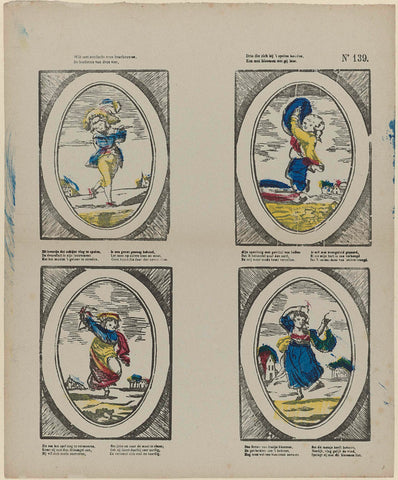 Want to consider with attention, / The effigy of these four, / Three who keep themselves to the games, / One with flowers you see here, M. Hemeleers-van Houter, 1827 - 1894 Canvas Print