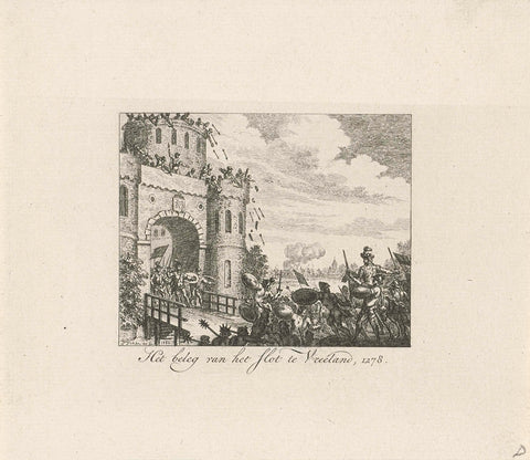 Siege of the castle Vreeland, 1278, Simon Fokke, 1782 Canvas Print