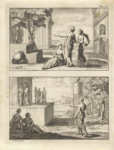 Illustrations with figure compositions, Gilbert Schoute, 1706 - 1722 Canvas Print