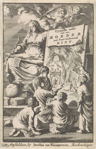 Vrouw Wereld toont kinderen de brede en smalle weg, Jan Luyken, 1699 Canvas Print