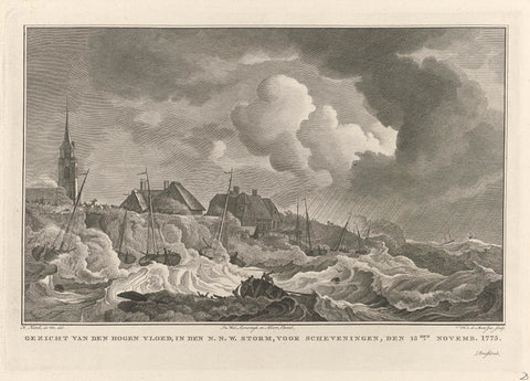 Storm off the coast at Scheveningen, 1775, Noah van der Meer (II), 1775 - 1776 Canvas Print