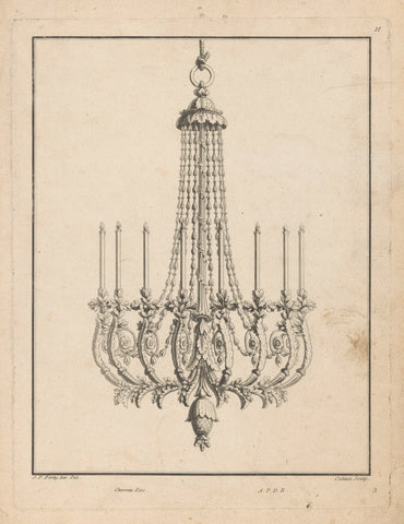 Chandelier with flowers, A. Colinet, 1775 - 1790 Canvas Print