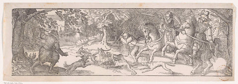 Hare Hunting, Philips Serwouters, 1601 - 1650 Canvas Print