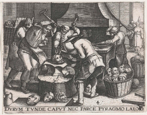 Forging the Heads, Johann Theodor de Bry, 1611 Canvas Print