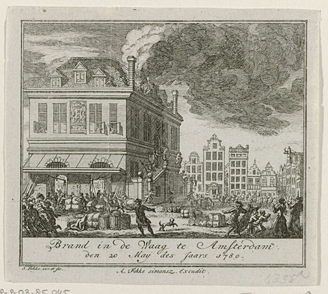 Brand in de Waag in Amsterdam, 1779, Simon Fokke, 1783 - 1784 Canvas Print