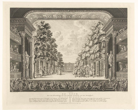 Décor with garden in the Nieuwe Schouwburg in Amsterdam, Cornelis Brouwer, 1789 Canvas Print