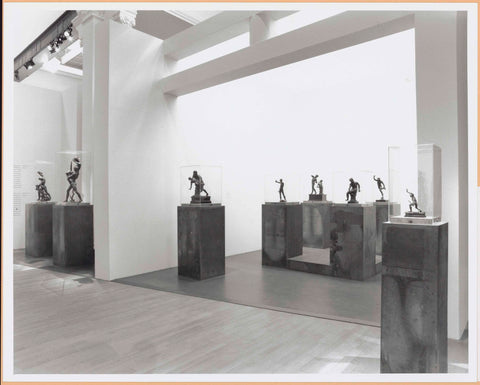 Room with eight sculptures in showcases on blocks, c. 1998 - c. 1999 Canvas Print