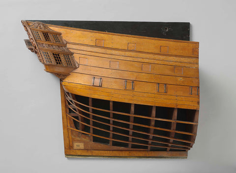 Half model of the stern of a 74-gun ship of the line, anonymous, c. 1795 - c. 1799 Canvas Print