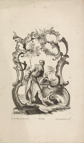 Rocaille omraming with old man, anonymous, 1731 - 1775 Canvas Print