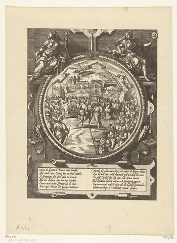 Reproduction of the print on which the keys of the citadel are handed over to Liedekercke, 1577, Sons, & Stewart, G. Waterston, 1877 Canvas Print