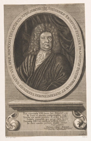 Portrait of Johann Ernst Stille, Johann Christoph Boecklin, 1702 - 1709 Canvas Print