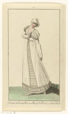 Elegantia, or magazine of fashion, luxury and taste for ladies, October 1807, No. 23 : Coeffure et Robe Parées..., anonymous, 1807 Canvas Print