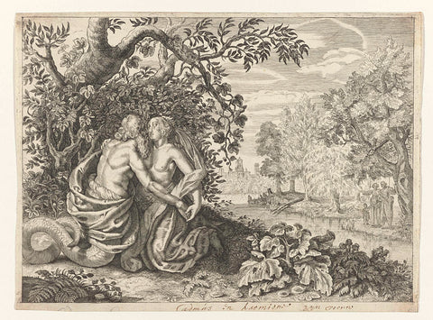 Harmonia and Cadmus, Crispijn van de Passe (II), c. 1636 - 1670 Canvas Print