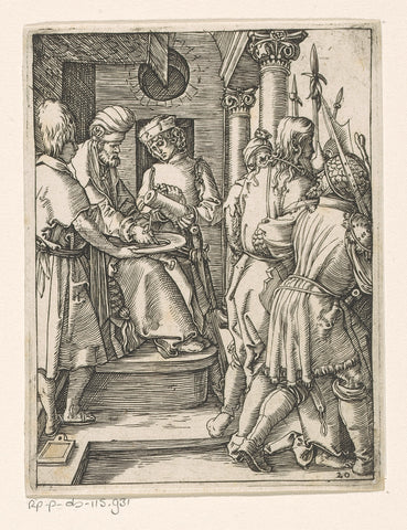 Pilatus washes his hands, Albrecht Dürer, 1511 - 1534 Canvas Print