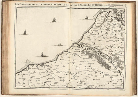 Map of the coast of northern France with the mouths of the Somme and the Bresle, 1710, Jacobus Harrewijn, 1710 Canvas Print