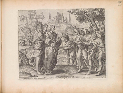 Christ heals ten lepers, Johannes Wierix, 1643 Canvas Print