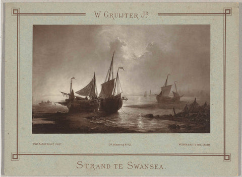 Photo reproduction of a painting by Willem Gruyter Jr. (1817-1880), Strand te Swansea, Wegner & Mottu, c. 1880 - c. 1900 Canvas Print