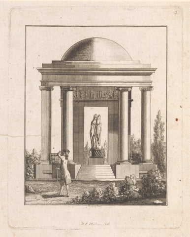 Tomb monument with statue, Johann Thomas Hauer, 1785 - 1786 Canvas Print