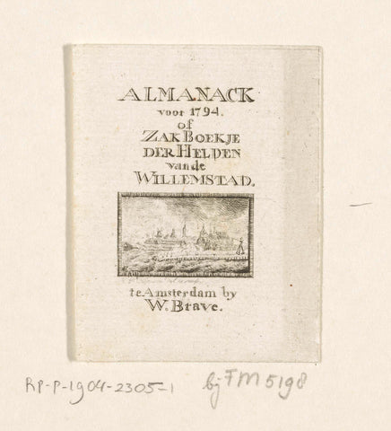 Title page for: Almanack voor 1794 of Zakboekje der Helden van de Willemstad, Hendrik Willem Caspari, 1793 - 1794 Canvas Print