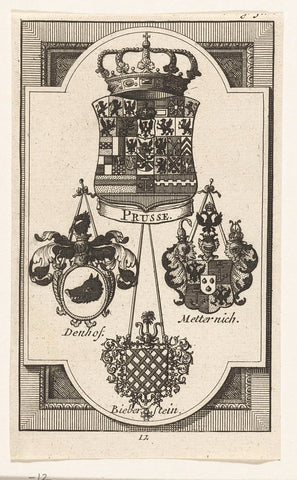 Arms of the plenipotentiaries of Prussia at the peace negotiations in Utrecht (no. 12), 1712-1713, anonymous, 1713 Canvas Print