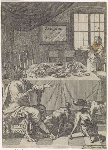 Zoilus sits by a set table, Justus van den Nijpoort, 1635 - 1692 Canvas Print