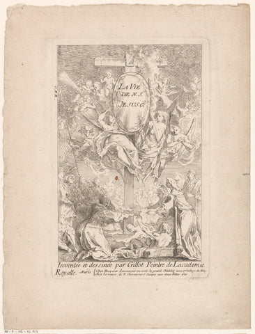 Title print with figures and angels around the cross, Gabriel Huquier, Jacques Gabriel Huquier (possibly), 1705 - in or before 1732 Canvas Print