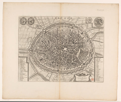 Map of Bruges, anonymous, 1652 Canvas Print