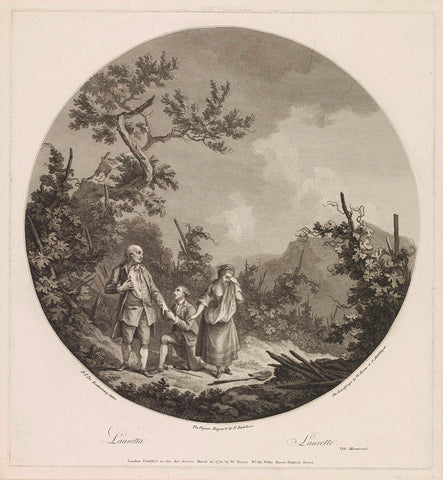 Three figures in a vineyard, Francesco Bartolozzi, 1776 Canvas Print