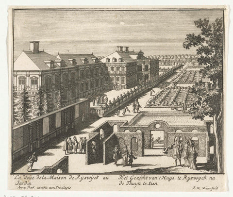 View of the gardens at the Huis ter Nieuburch in Rijswijk, 1697, Jan van Vianen, 1697 Canvas Print